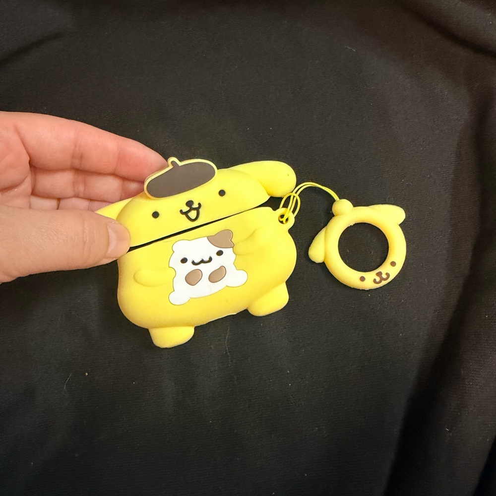 Yellow Pompompurin Character AirPods Case with Ring Charm